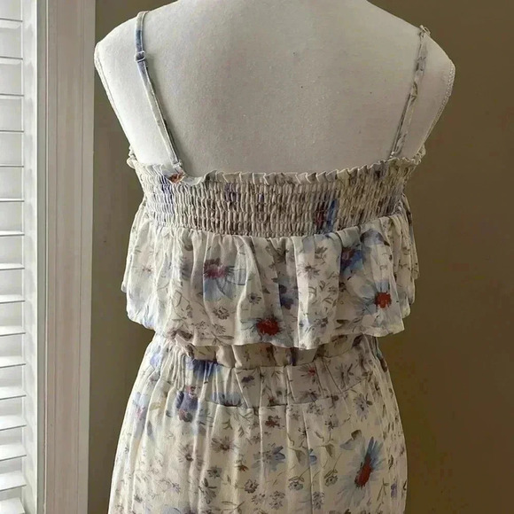 [S]American Eagle  Double spaghetti Straps Floral Ruffle Maxi Tiered Dress - Picture 6 of 14